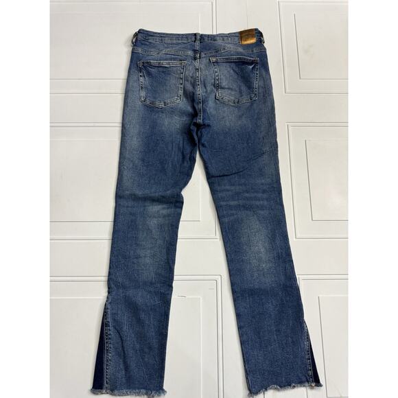 Zara Straight Leg Women's Jeans Size 6 Button Fly Raw Hem Two Tone Bottom - Picture 4 of 6